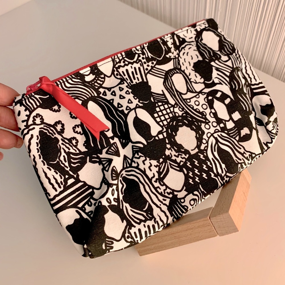 Black & White Ladies First Ipsy Makeup Pouch